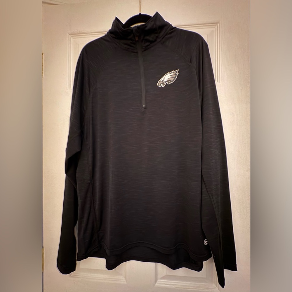 Philadelphia Eagles Men’s Black Quarter-Zip Pullover, 47 Brand. XL. Preowned.